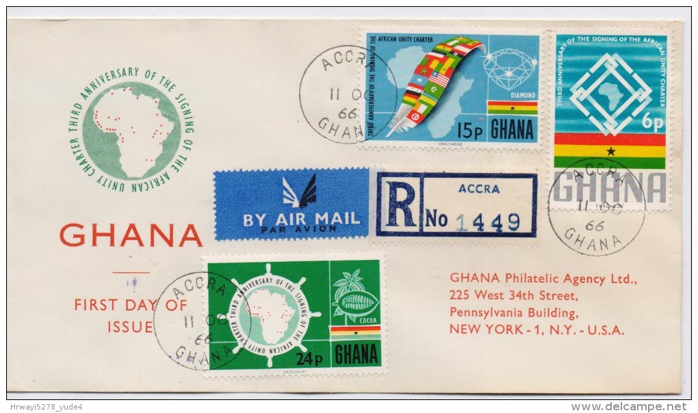 Ghana 1966, Registered FDC, Complete Serie - Ghana (1957-...)