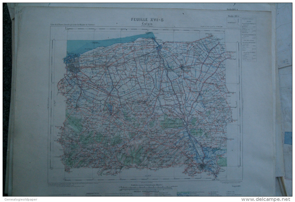 62 - CALAIS - CARTE GEOGRAPHIQUE 1890- SAINT OMER- WATTEN- BOURBOURG-GRAVELINES- COULOGNE- HOLQUE-MILLAM- GUEMY - Geographische Kaarten