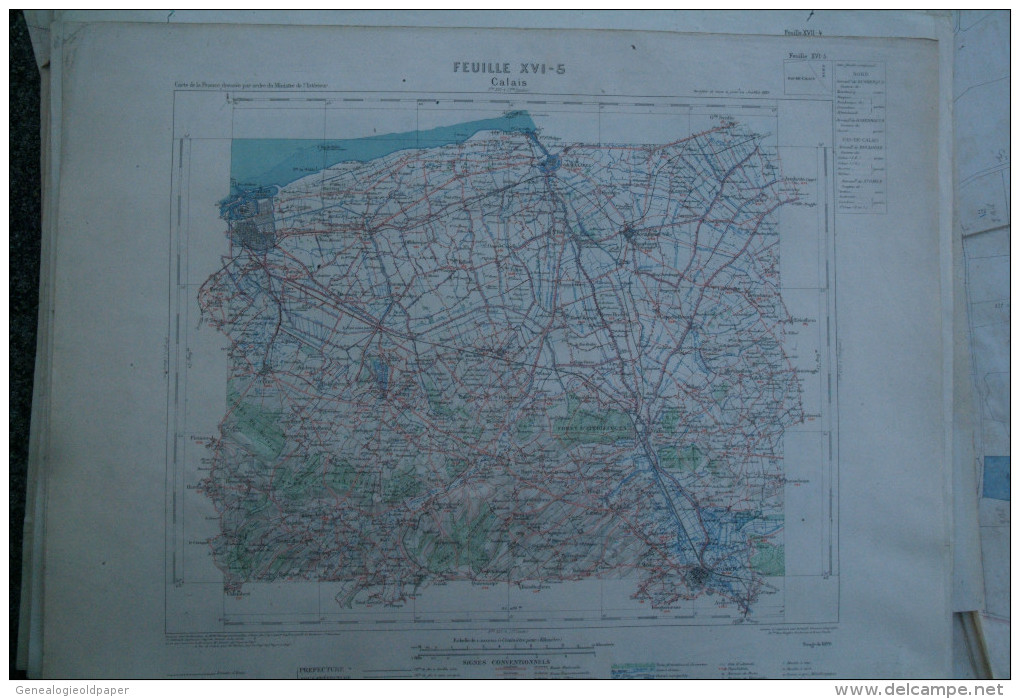 62 - CALAIS - CARTE GEOGRAPHIQUE 1890- SAINT OMER- WATTEN- BOURBOURG-GRAVELINES- COULOGNE- HOLQUE-MILLAM- GUEMY - Mapas Geográficas