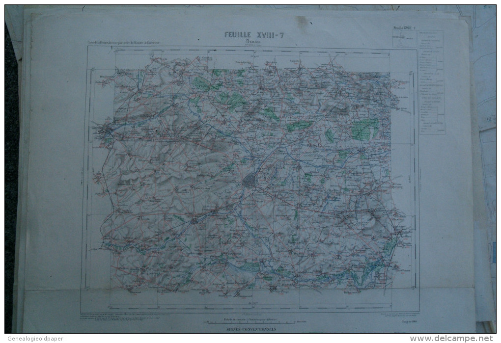 59- DOUAI- CARTE GEOGRAPHIQUE 1890- BRUNEMONT- WANCOURT- MERICOURT-RIEULAY- COUTICHES-ECAILLON-ROEULX- DROCOURT - Landkarten