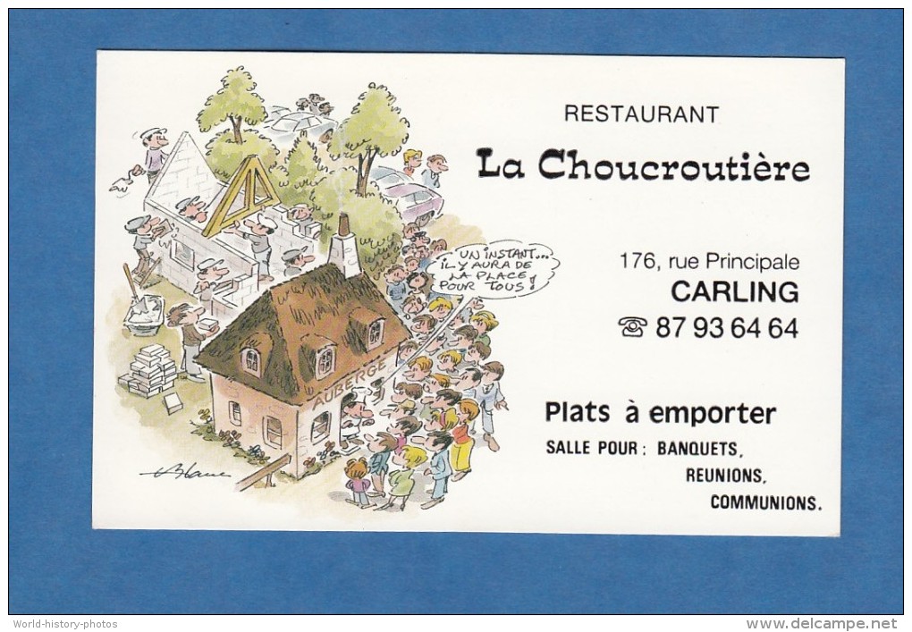 Carte Commerciale - CARLING - Restaurant La Choucroutère - 176 Rue Principale - Michel & Carmen - Autres & Non Classés