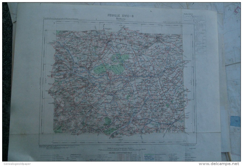 62- BETHUNE- CARTE GEOGRAPHIQUE 1891-MERVILLE- ANNEZIN- WITTES- LILLERS-LAMBRES- HAZEBROUCK-STRAZEELE- BERQUIN- BAILLEUL - Geographical Maps