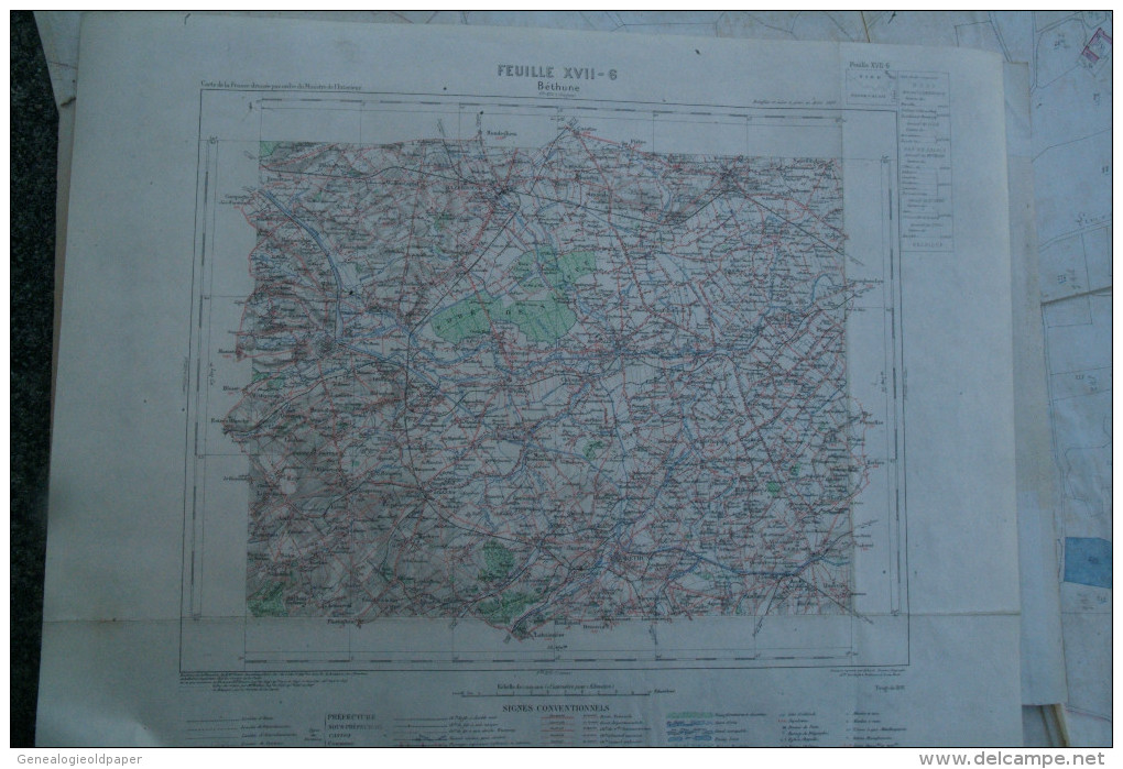 62- BETHUNE- CARTE GEOGRAPHIQUE 1891-MERVILLE- ANNEZIN- WITTES- LILLERS-LAMBRES- HAZEBROUCK-STRAZEELE- BERQUIN- BAILLEUL - Mapas Geográficas