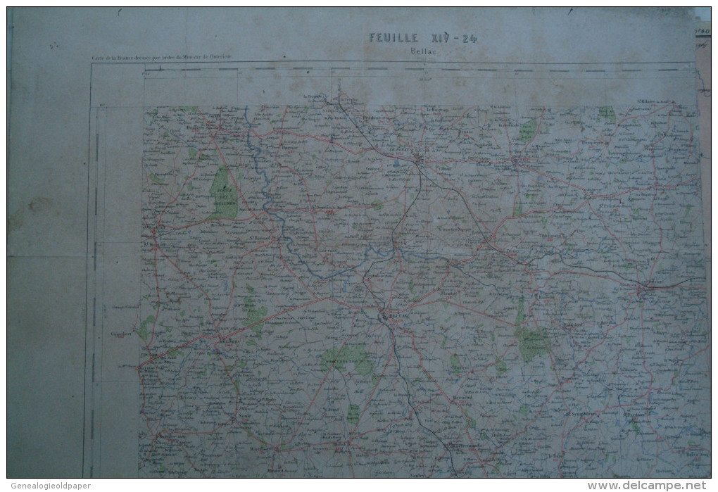 87-BELLAC- CARTE GEOGRAPHIQUE  FIN XIXE S.-VILLEFAVARD-CHATEAUPONSAC-RAZES-LE DORAT-MEZIERES- NOUIC-VAULRY-MORTEMART- - Cartes Géographiques