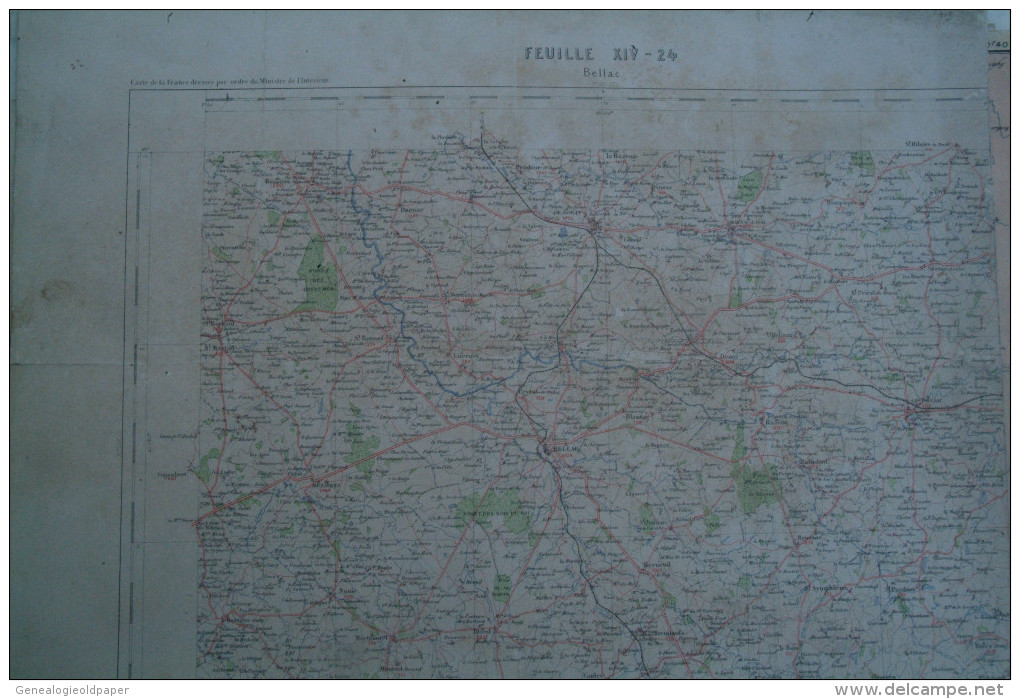 87-BELLAC- CARTE GEOGRAPHIQUE  FIN XIXE S.-VILLEFAVARD-CHATEAUPONSAC-RAZES-LE DORAT-MEZIERES- NOUIC-VAULRY-MORTEMART- - Geographical Maps