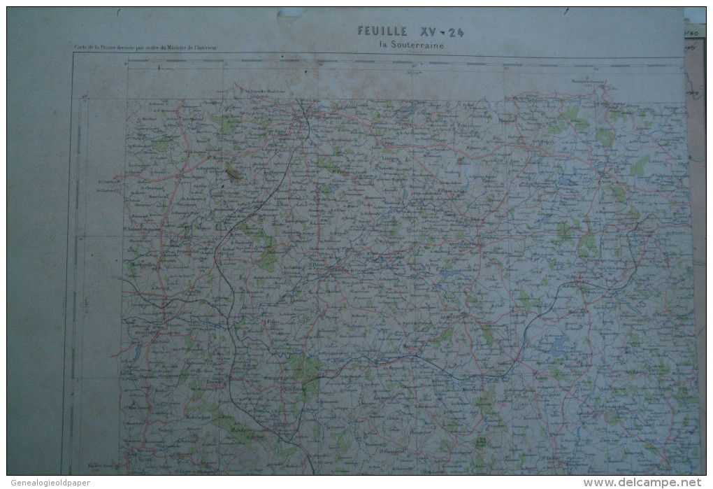 23- LA SOUTERRAINE- CARTE GEOGRAPHIQUE  FIN XIXE S.- BENEVENT-MOURIOUX-JANAILLAT-ST VAURY-FOLLE-BERSAC-ARRENES - Cartes Géographiques