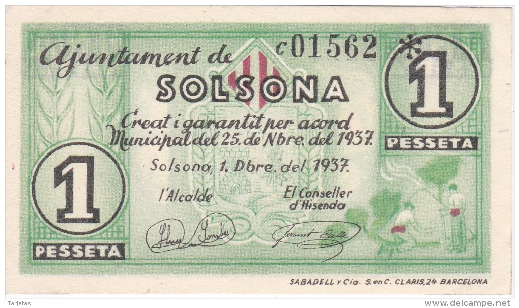 BILLETE DE 50 CTS DEL AJUNTAMENT DE SOLSONA DEL AÑO 1937 SIN CIRCULAR-UNCIRCULATED (BANKNOTE) - Other & Unclassified