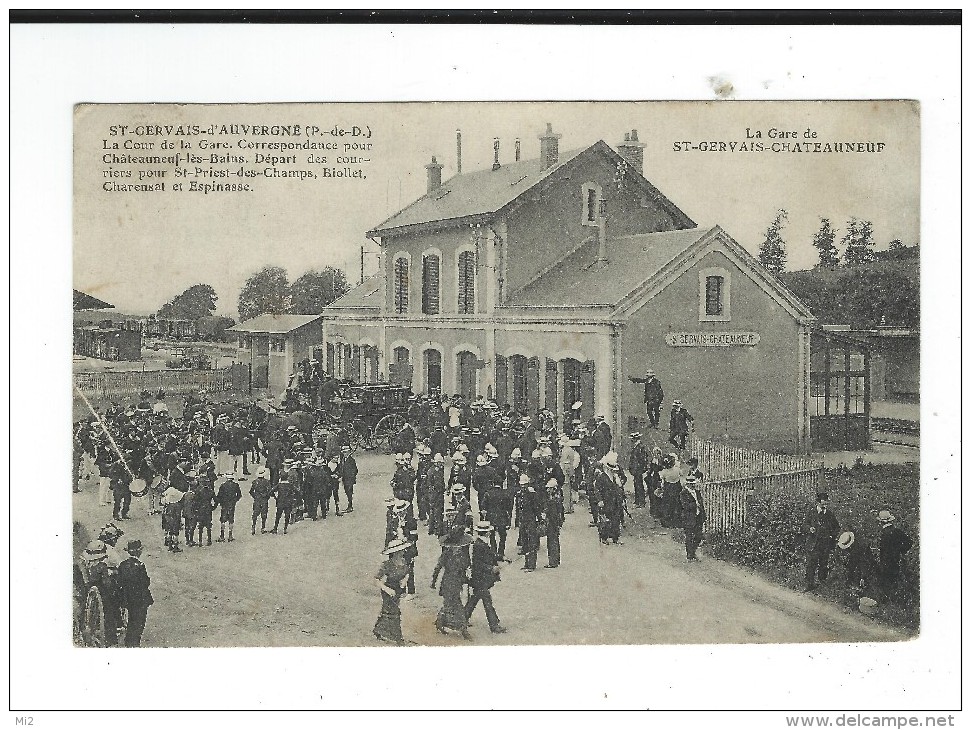 CPA 63  St   Saint Gervais D'Auvergne Cour Gare Très Animée Photo A Michel Circulé TBE - Saint Gervais D'Auvergne