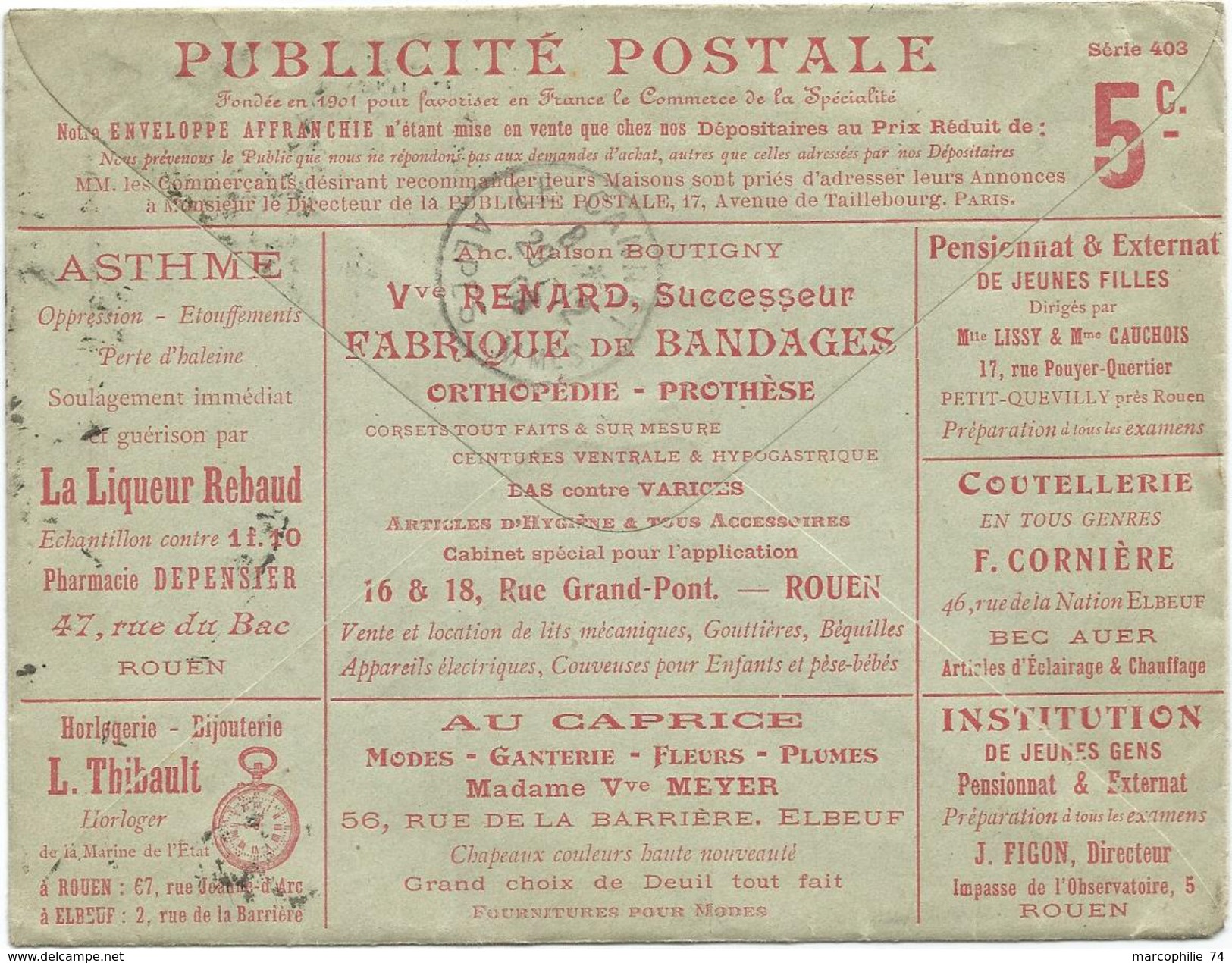 ENTIER SEMEUSE 15C TAXE REDUITE TSC PUBLICITE POSTALE 5C ELBEUF 1906 + DIVERS PUB RARE - Standard- Und TSC-Briefe (vor 1995)