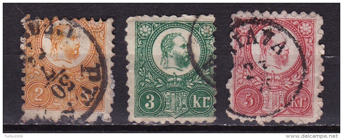 HUNGARIA UNGARN 1871 King Franz Joseph 2 - 3 - 5 K Michel 8-9-10 - Used Stamps