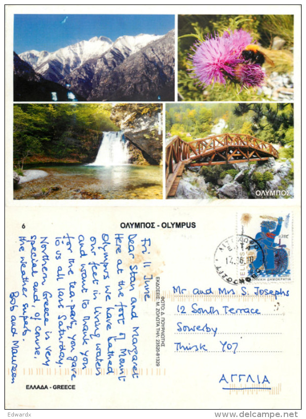 Waterfall, Mt Olympus, Greece Postcard Posted 2010 Stamp - Griekenland