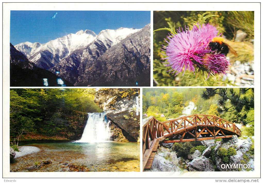 Waterfall, Mt Olympus, Greece Postcard Posted 2010 Stamp - Griekenland