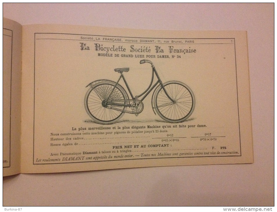 Cycles, Motocycles, SOCIETE LA FRANCAISE, Catalogue De Vente, Vers 1900 - Publicités