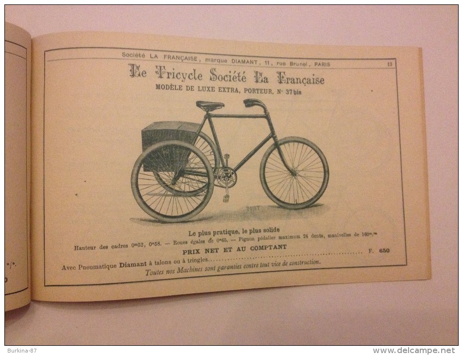 Cycles, motocycles, SOCIETE LA FRANCAISE, catalogue de vente, vers 1900