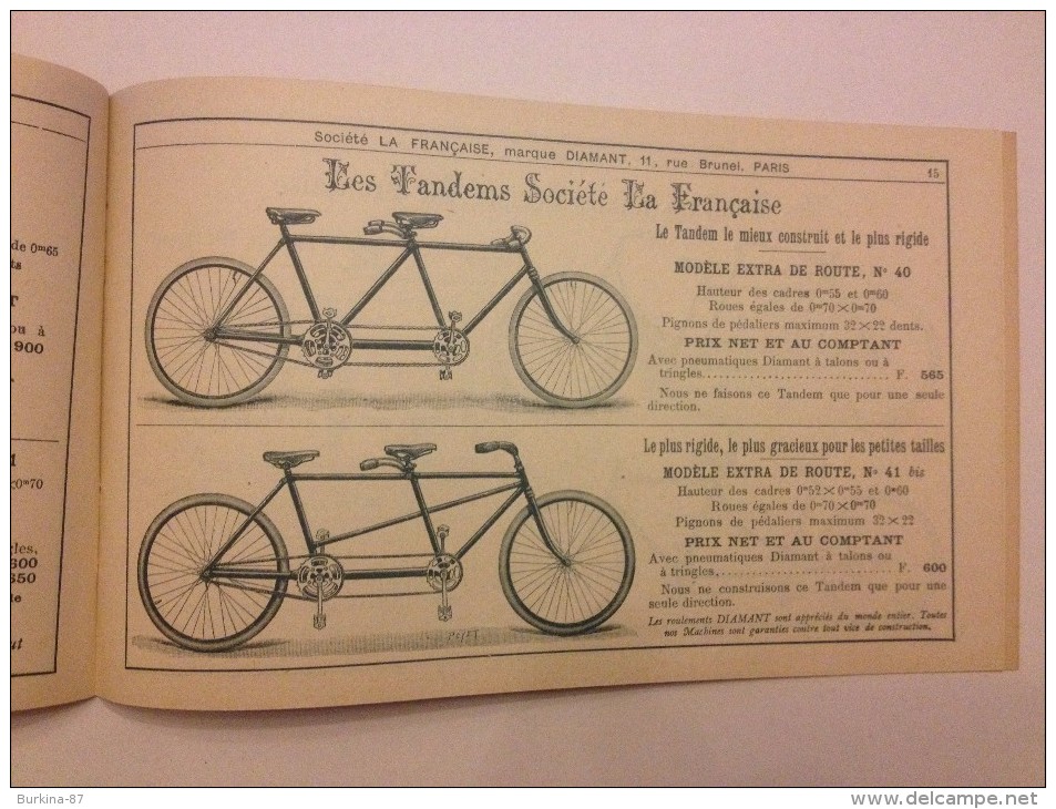 Cycles, motocycles, SOCIETE LA FRANCAISE, catalogue de vente, vers 1900
