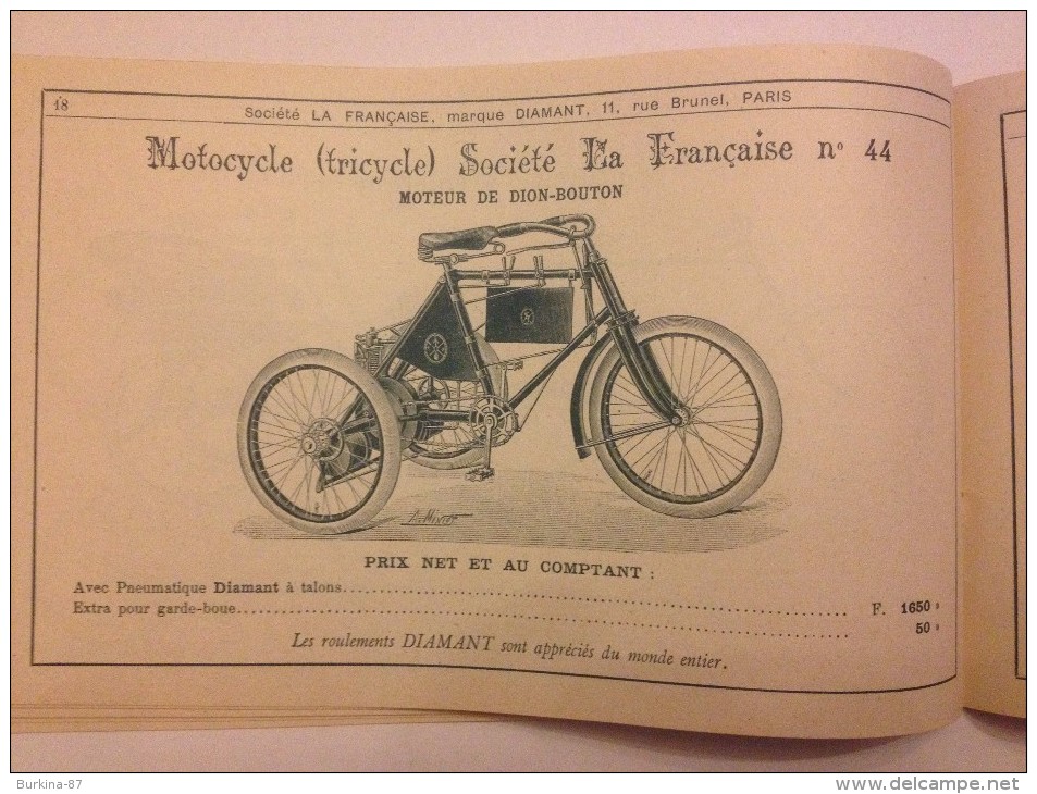 Cycles, motocycles, SOCIETE LA FRANCAISE, catalogue de vente, vers 1900