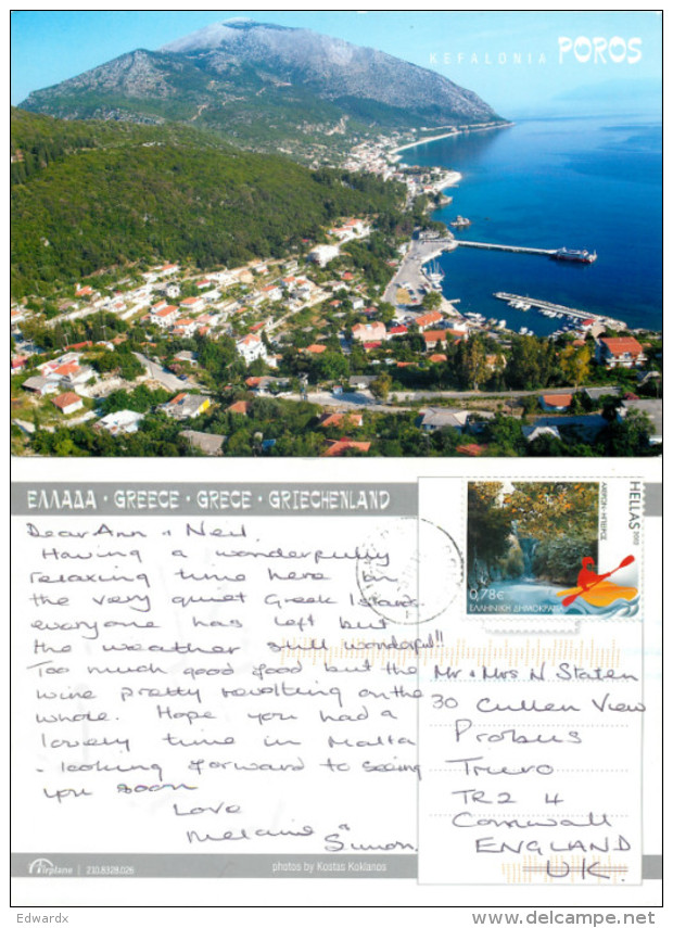 Poros, Cephalonia, Greece Postcard Posted 2012 Stamp - Greece