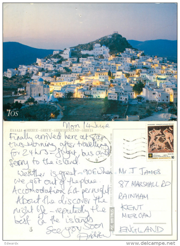 Ios, Greece Postcard Posted 1993 Stamp - Griekenland