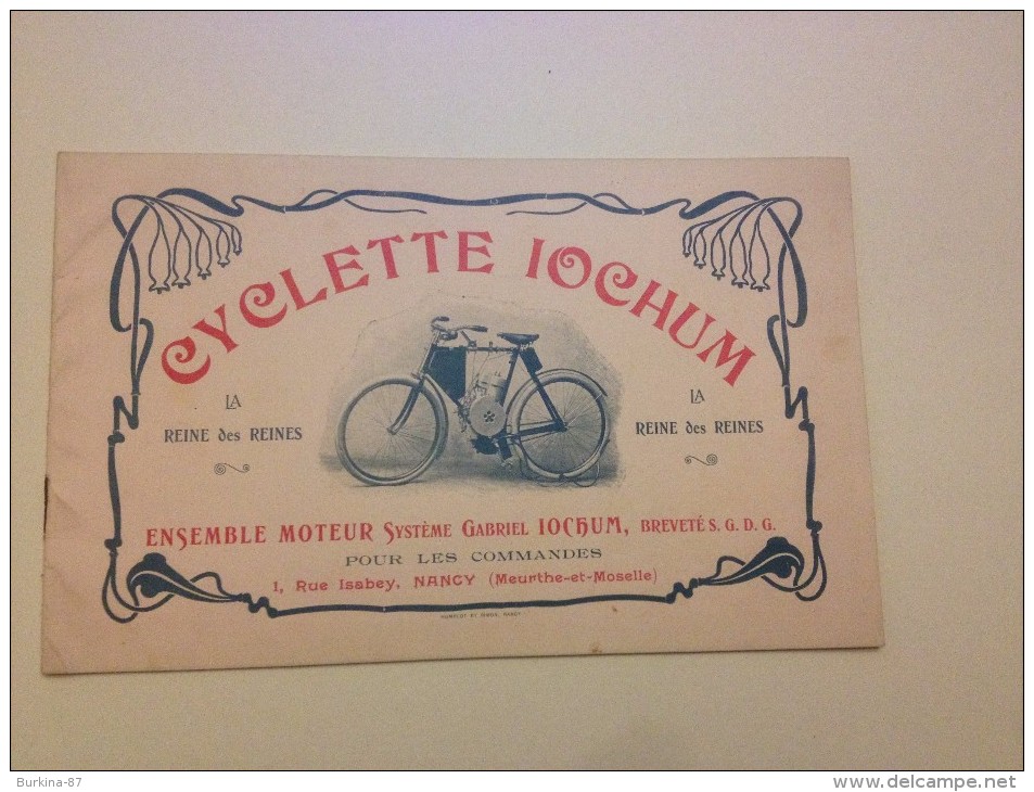 CYCLETTE IOCHUM, Catalogue De Vente, Vers 1900,LA REINE DES REINES - Publicités