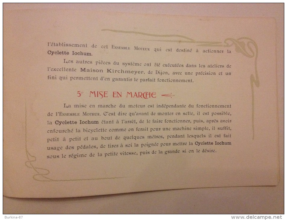 CYCLETTE IOCHUM, Catalogue De Vente, Vers 1900,LA REINE DES REINES - Publicités