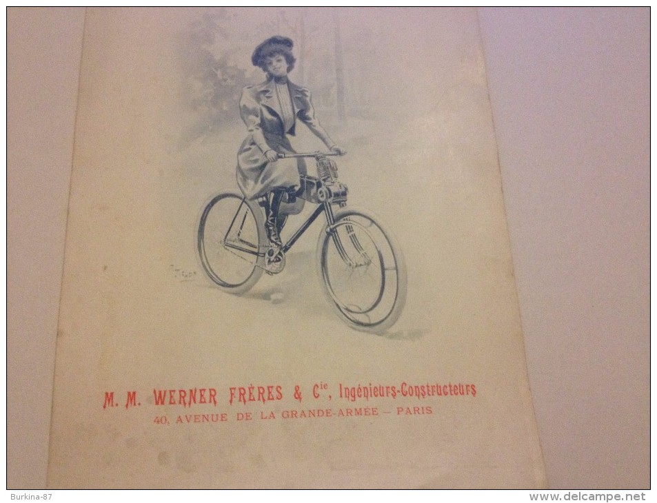 LA MOTOCYCLETTE WERNER, CATALOGUE DE VENTE,1900, 40 Av De La Grande Armée - Publicités