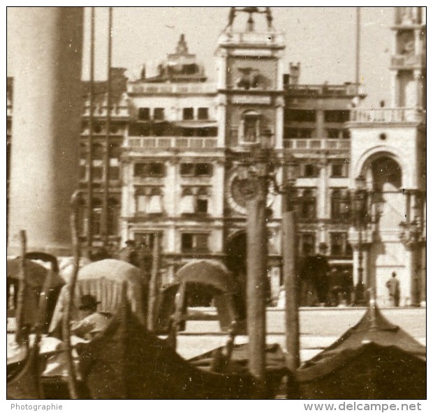 Italie Venise Le Lion Et Piazza San Marco Ancienne Photo Stereo Underwood 1900 - Stereoscopic