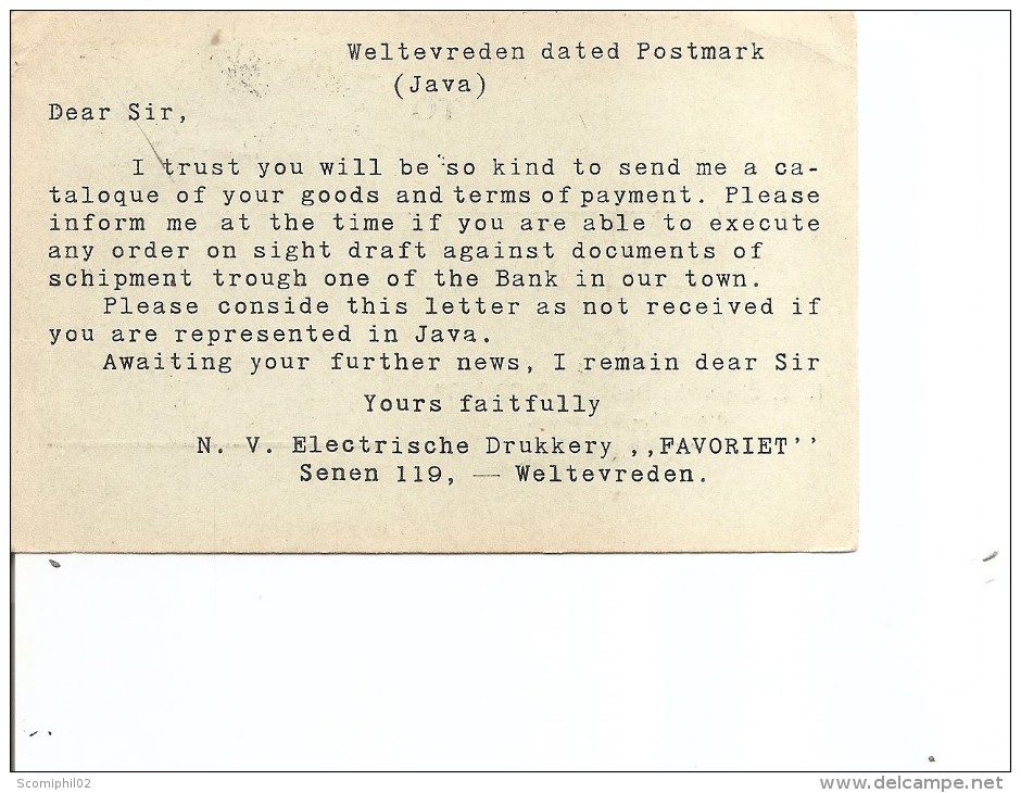 Indes Néérlandaises ( Carte De 1920 De Weltevreden Vers Les USA à Voir) - Nederlands-Indië