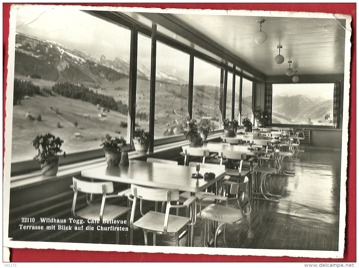 HBR-03  Wildhaus TErrasse Mit Blick Auf Die Churfirsten. Gross Format, Ecke Gebogen. Gelaufen In 1940 - Wil