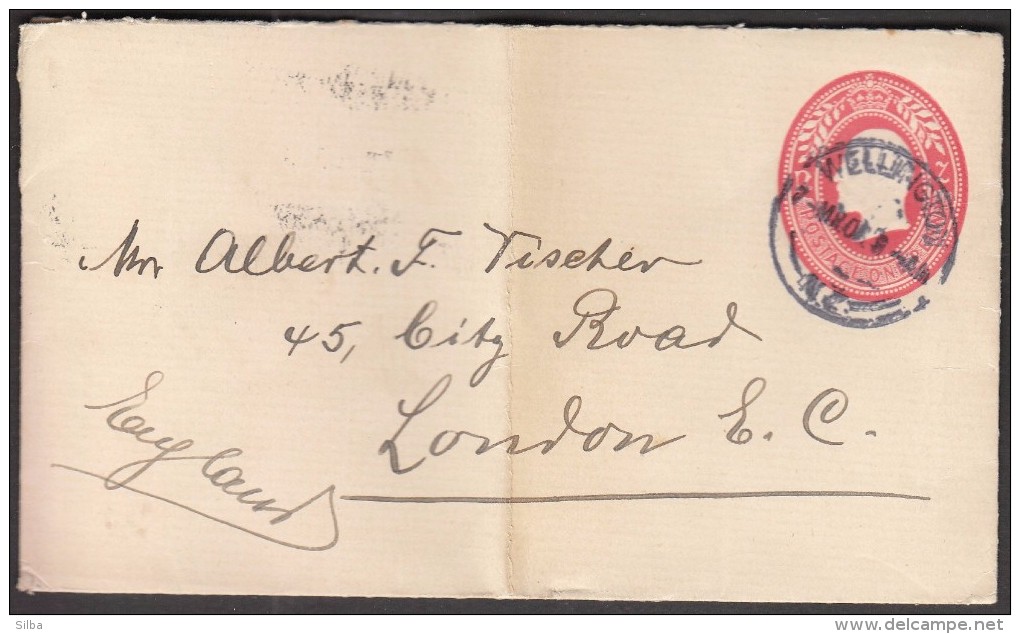 New Zealand Wellington / Postal Stationery One Penny / Sent To London - Covers & Documents