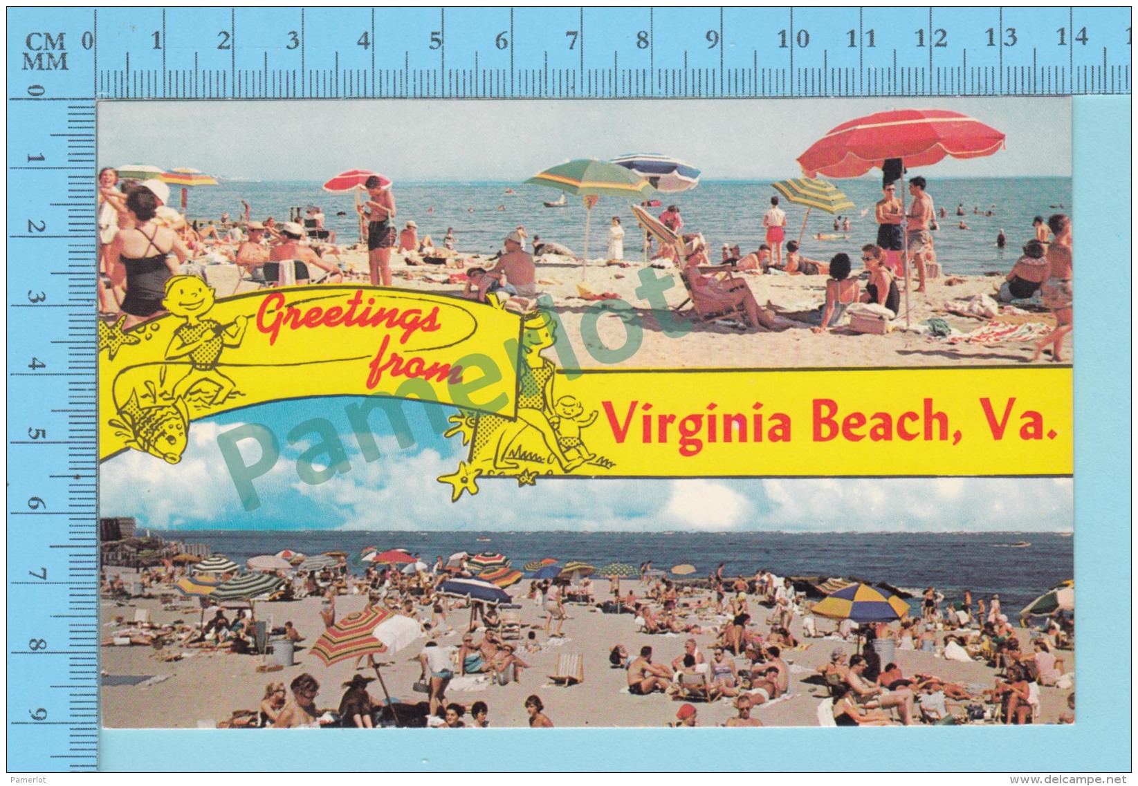 Greetings From -Virginia Beach , Multiview - USA - 2 Scans - Souvenir De...