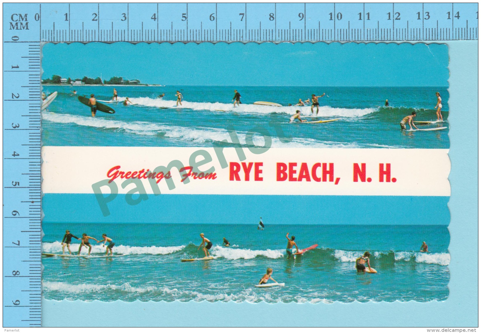 Greetings From  -Rye Beach, Multiview - New Hampshire USA- 2 Scans - Souvenir De...