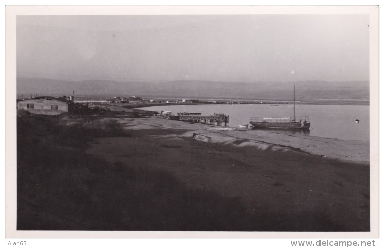 View Of Dead Sea,  Docks And Boats, C1950s(?) Vintage Real Photo Postcard - Israel