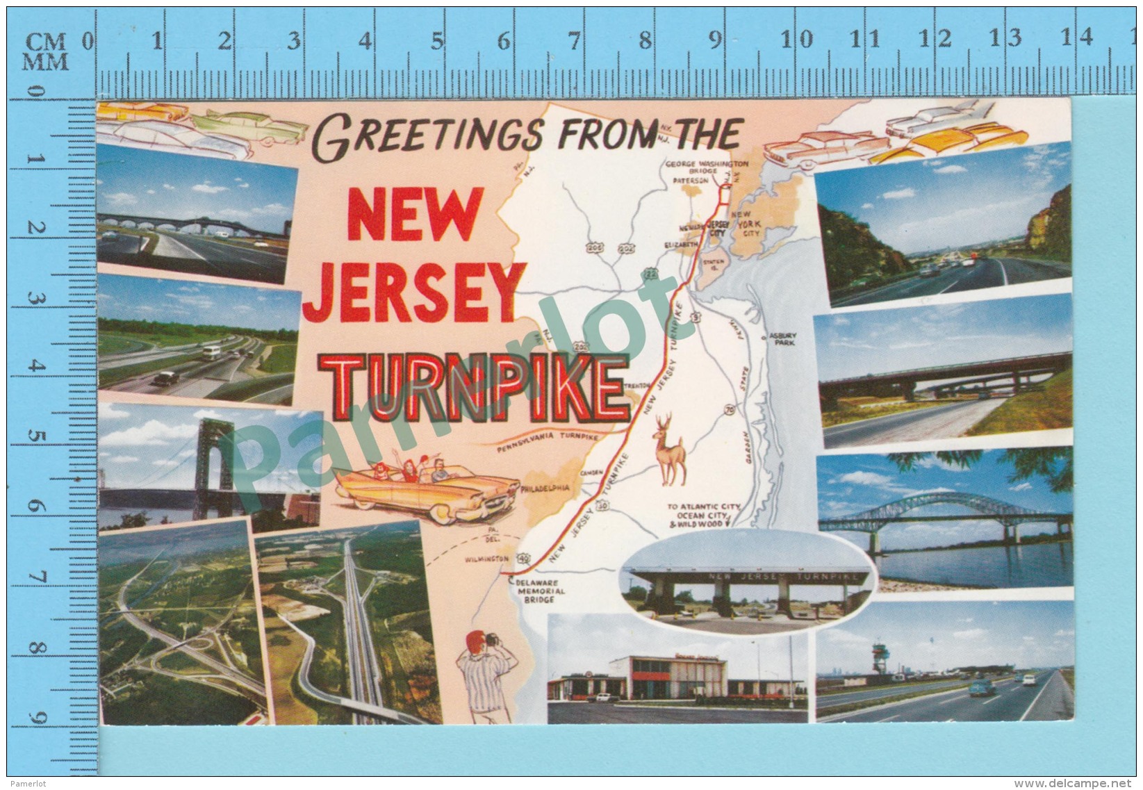 Greetings From - The New Jersey Turnpike, Multiview   -  New Jersey USA - 2 Scans - Souvenir De...