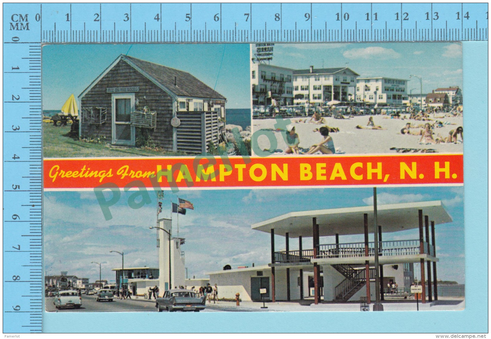 Greetings From -  Hampton Beach , Multiview   - New Hampshire USA - 2 Scans - Gruss Aus.../ Grüsse Aus...