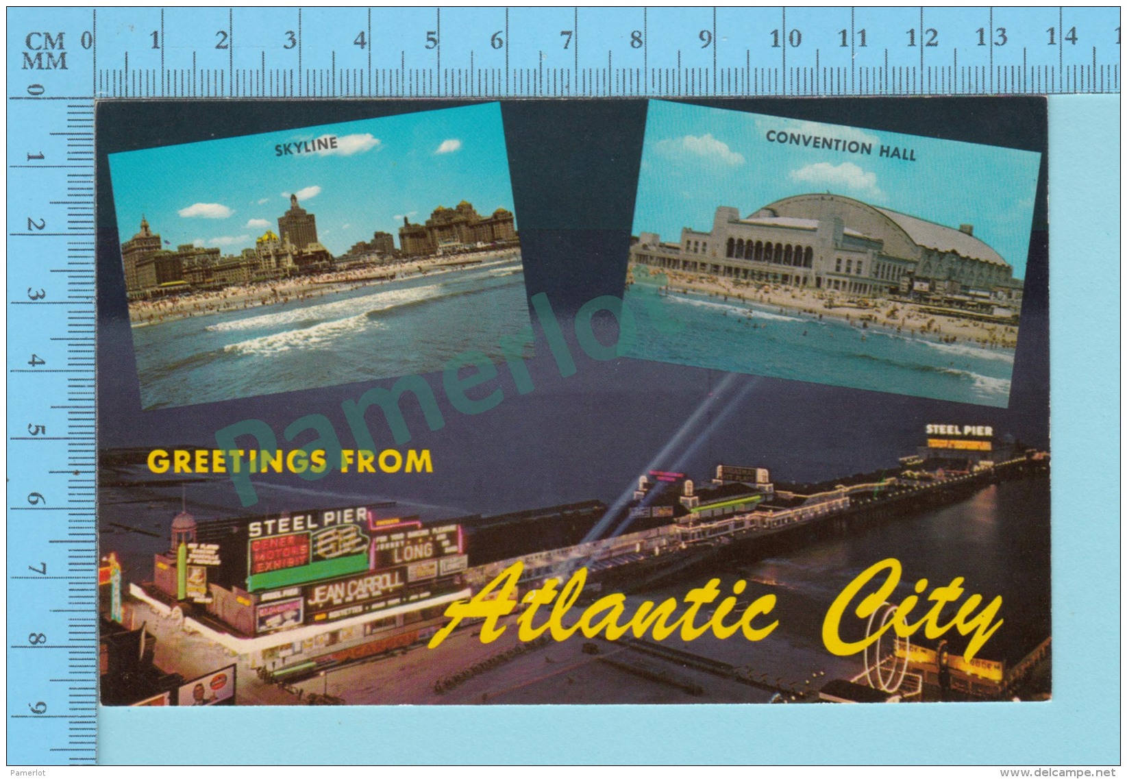 Greetings From - Atlantic City , Multiview   -New Jersey USA - 2 Scans - Souvenir De...