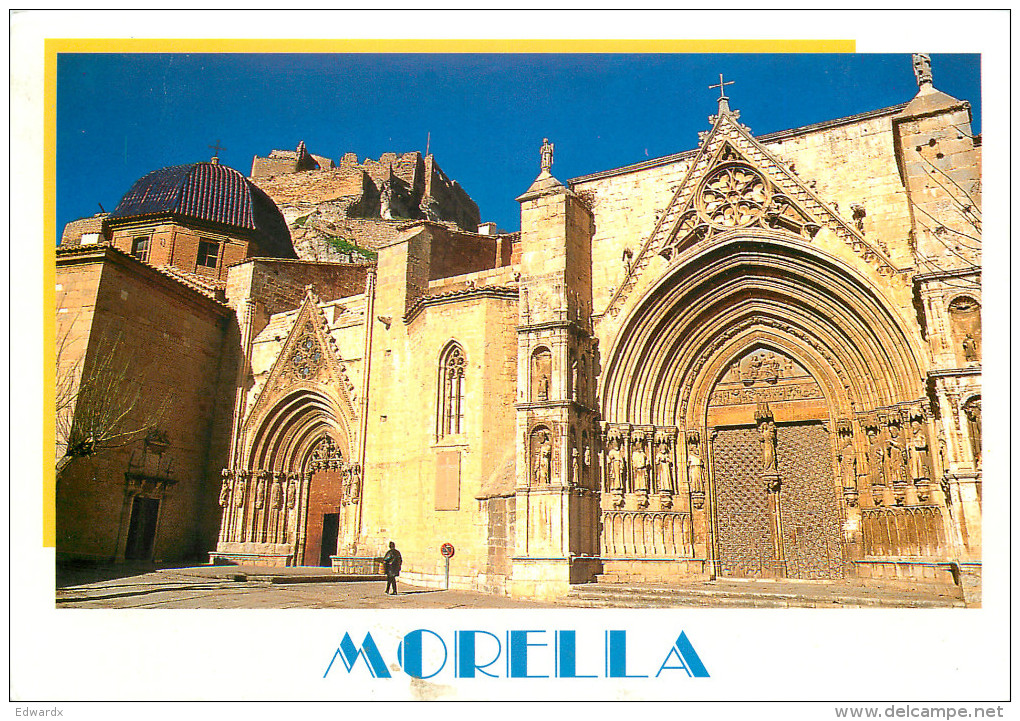 Church, Morella, Spain Postcard Posted 2002 ATM Meter - Alicante