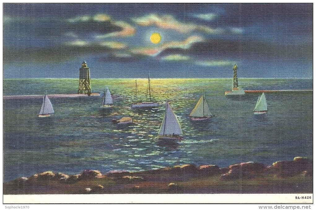 ETATS UNIS - UNITED STATES OF AMERICA - WISCONSIN -  Moonlight On Lake Michigan Racine - Autres & Non Classés