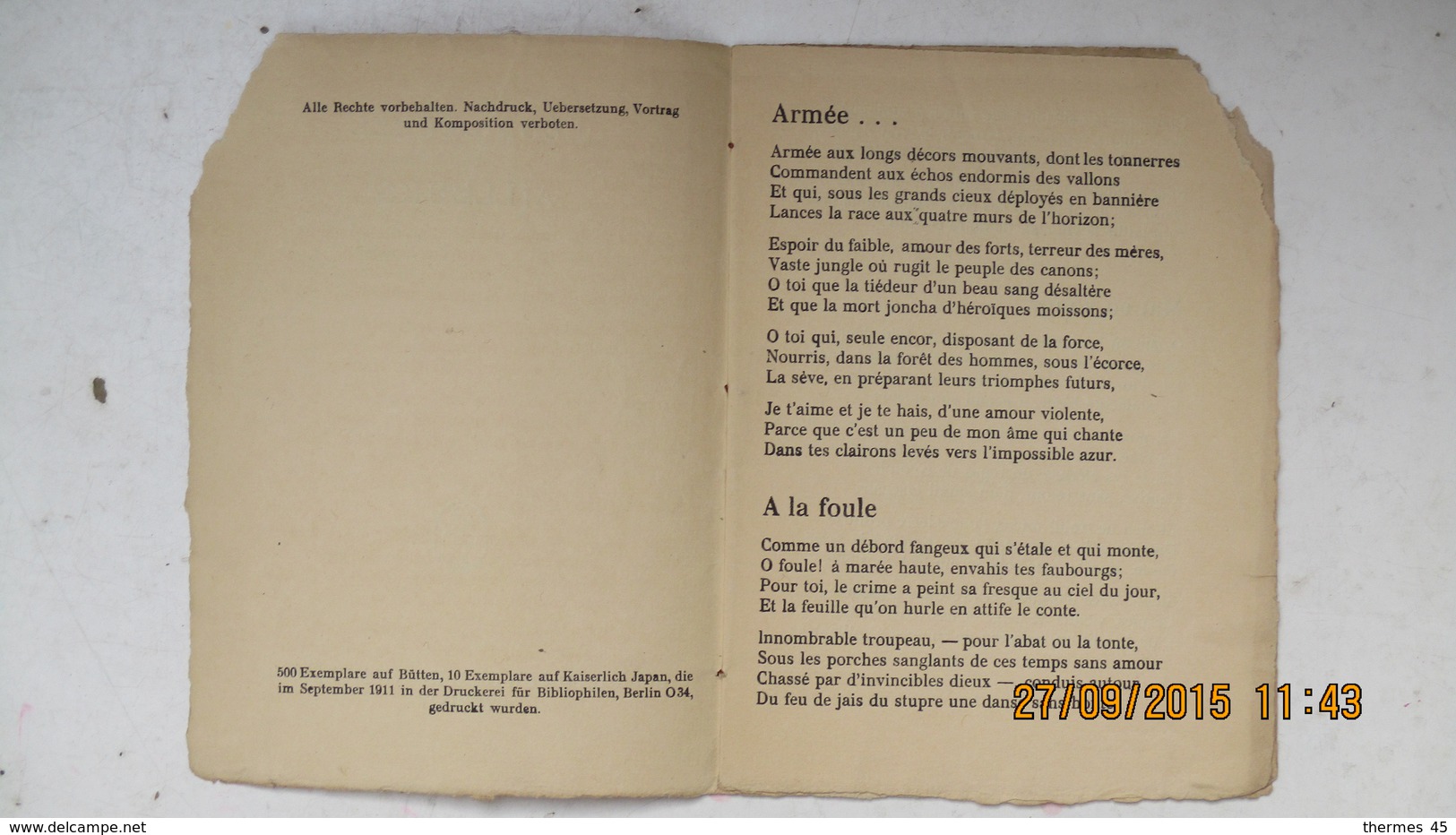 POESIE / LEON DEUBEL : AILLEURS. 1912. ENVOI - Autori Francesi