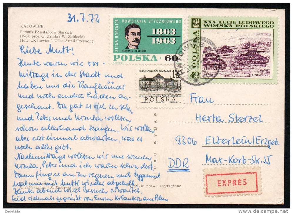 6956 - Alte Ansichtskarte - Katowice - Express 1972 - Briefe U. Dokumente