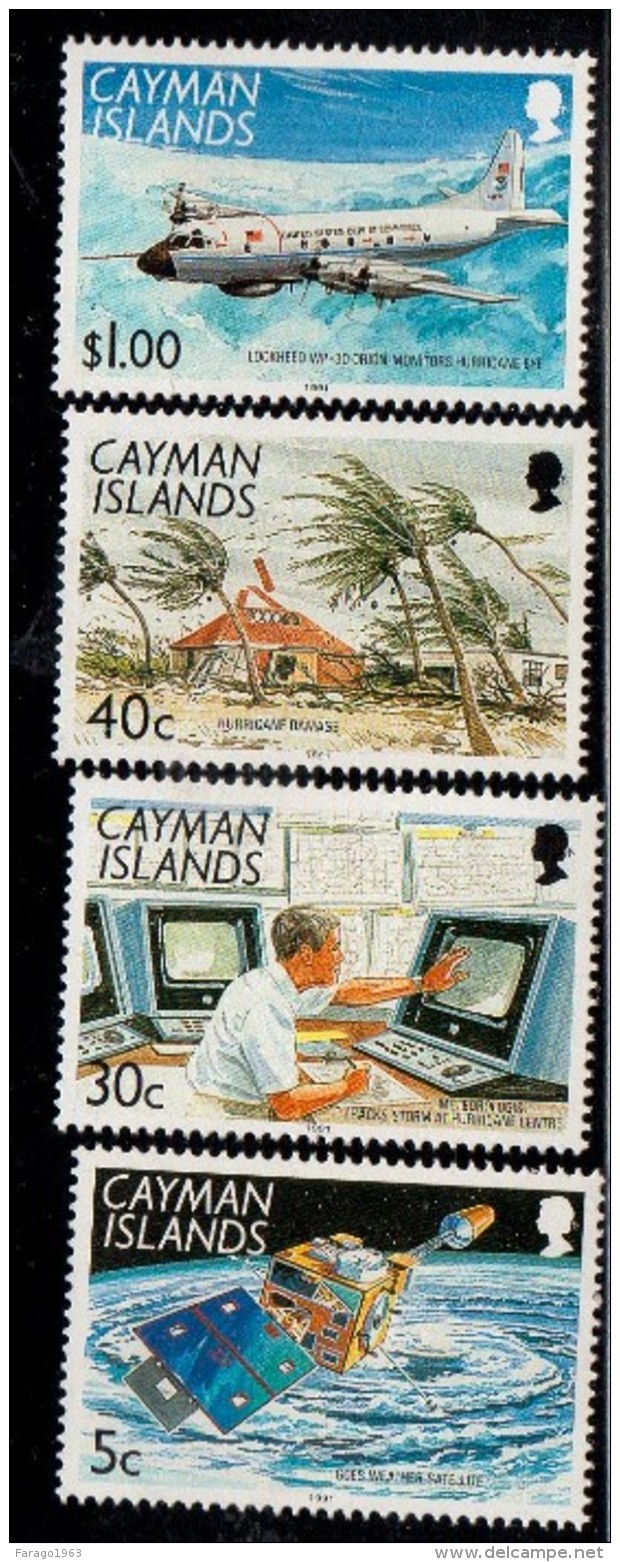 1991 Cayman Islands Hurricane Awareness Weather Plane   Complete Set Of 4 MNH - Kaaiman Eilanden