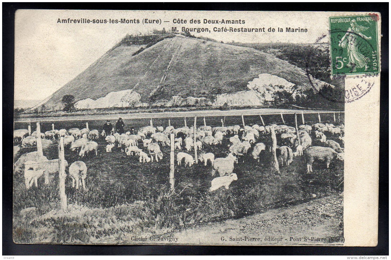 AMFREVILLE SOUS LES MONTS 27 - Cote Des Deux Amants - M. Bourgon, Café Restaurant De La Marine - Autres & Non Classés