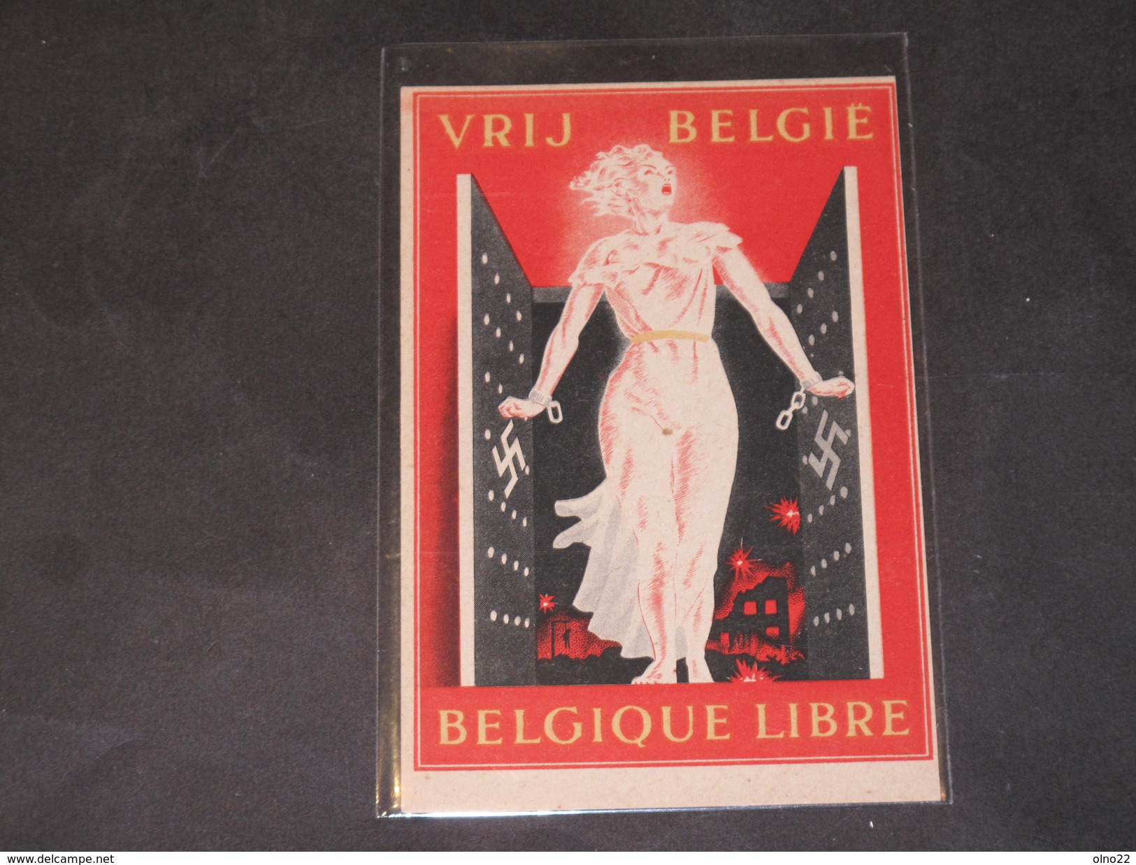 VRIJ BELGIE - BELGIQUE LIBRE - CPA Vendue Au Profit Des Détenus Civils. - Guerra 1939-45