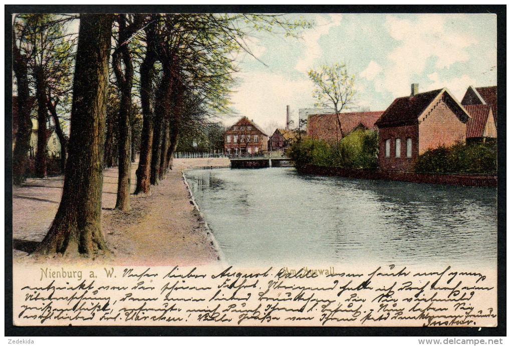 6973 - Alte Ansichtskarte - Nienburg An Der Weser Gel 1906 Nach Bielefeld - Nienburg