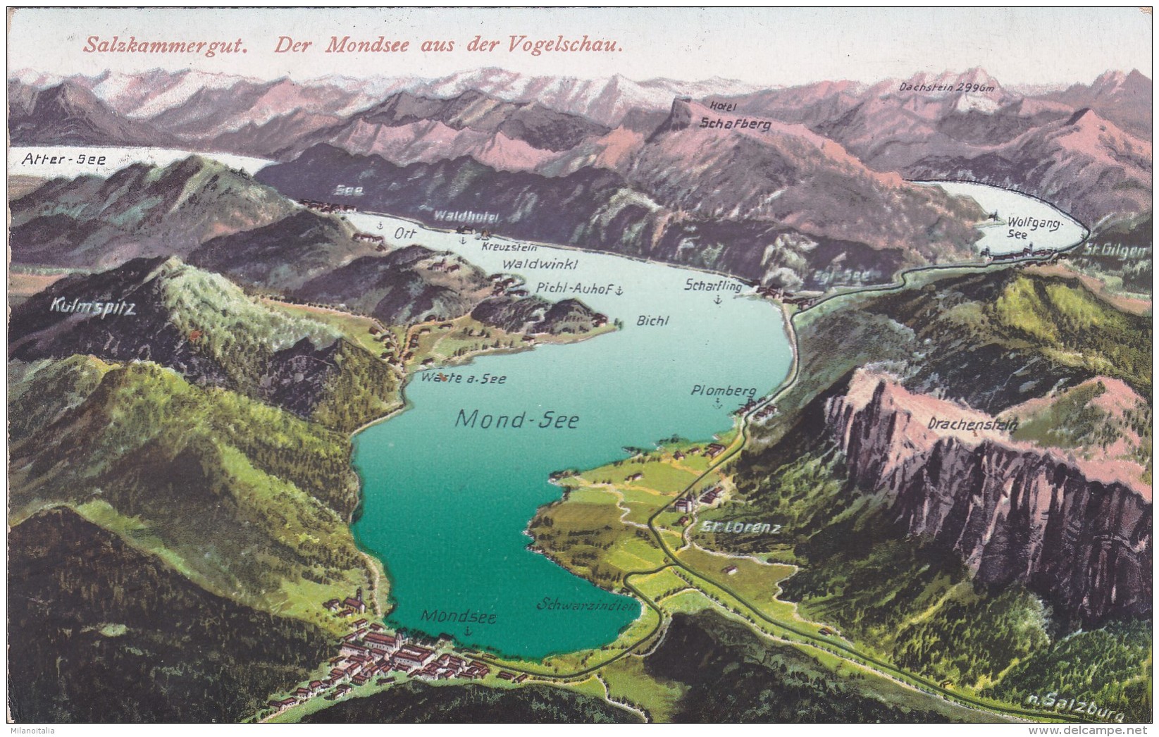 Salzkammergut - Der Mondsee Aus Der Vogelschau (1039) * 1921 - Mondsee