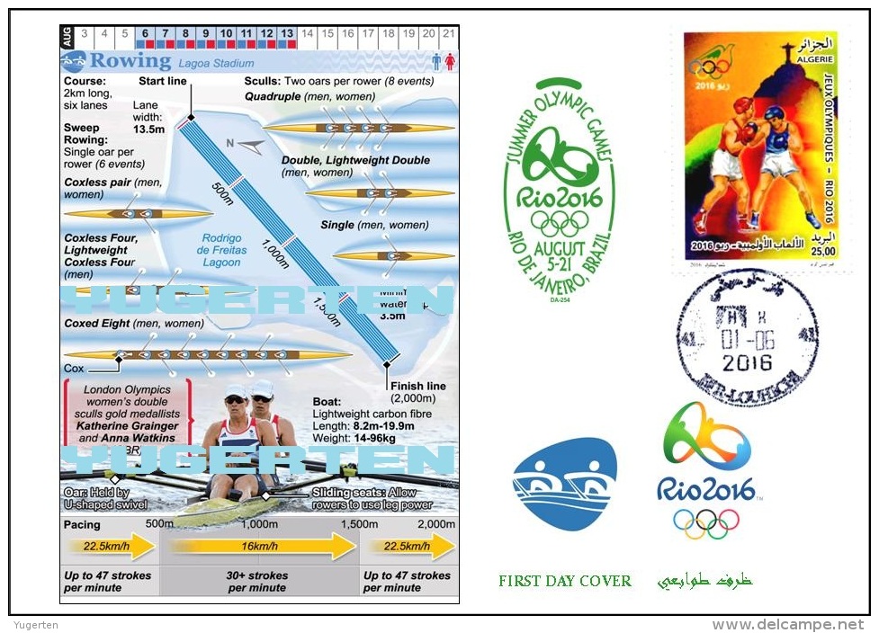 ALGERIE ALGERIA 2016 - FDC Olympic Games Rio 2016 Rowing Olympische Spiele Olímpicos Olympics Remo Rudern - Summer 2016: Rio De Janeiro