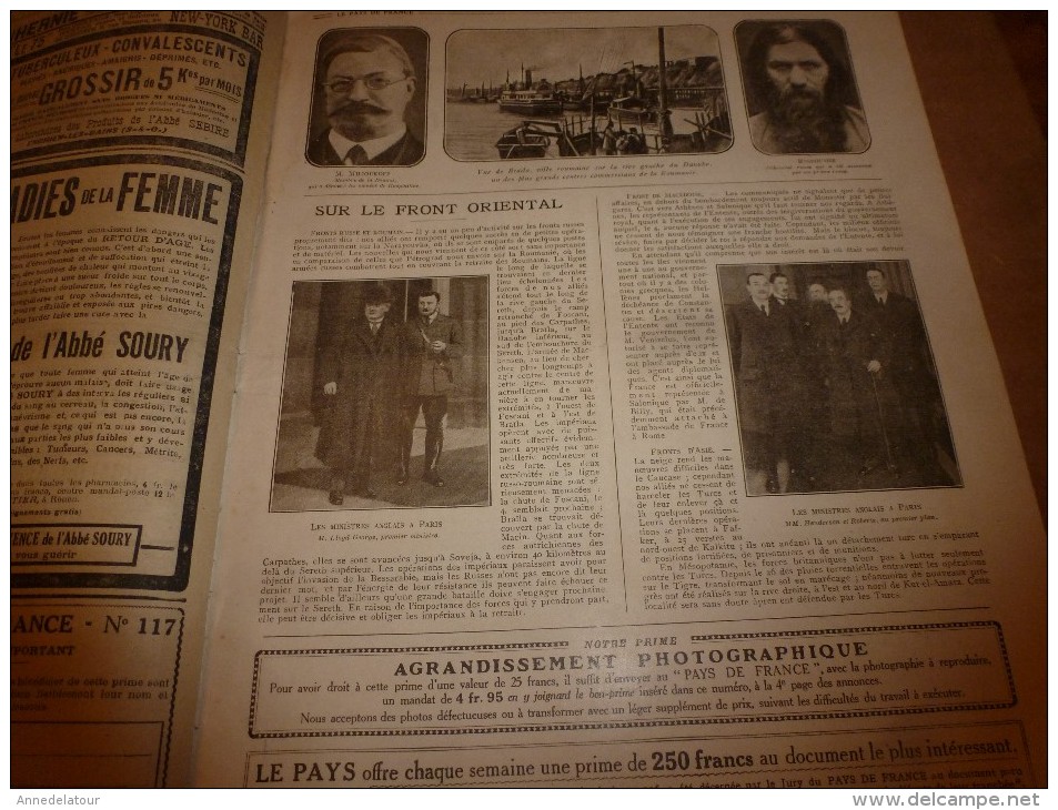 1917 LPDF :Bal à New-York pour les alliés;Le moteur à pétrole;Nos POILUS dans la boue et tranchées;RASPOUTINE;Braila ..