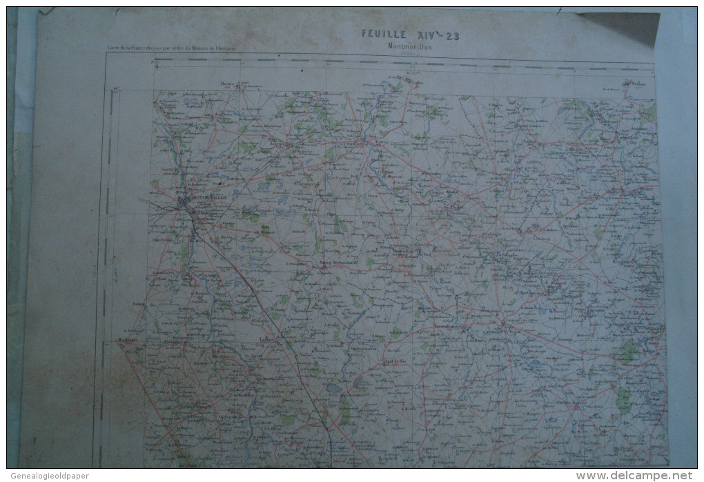 86 - MONTMORILLON-CARTE GEOGRAPHIQUE FIN XIXE - LATHUS-TERSANNES-TRIMOUILLE-MOULISMES-THIAT-LUSSAC-THOLLET-LIGNAC- - Geographical Maps