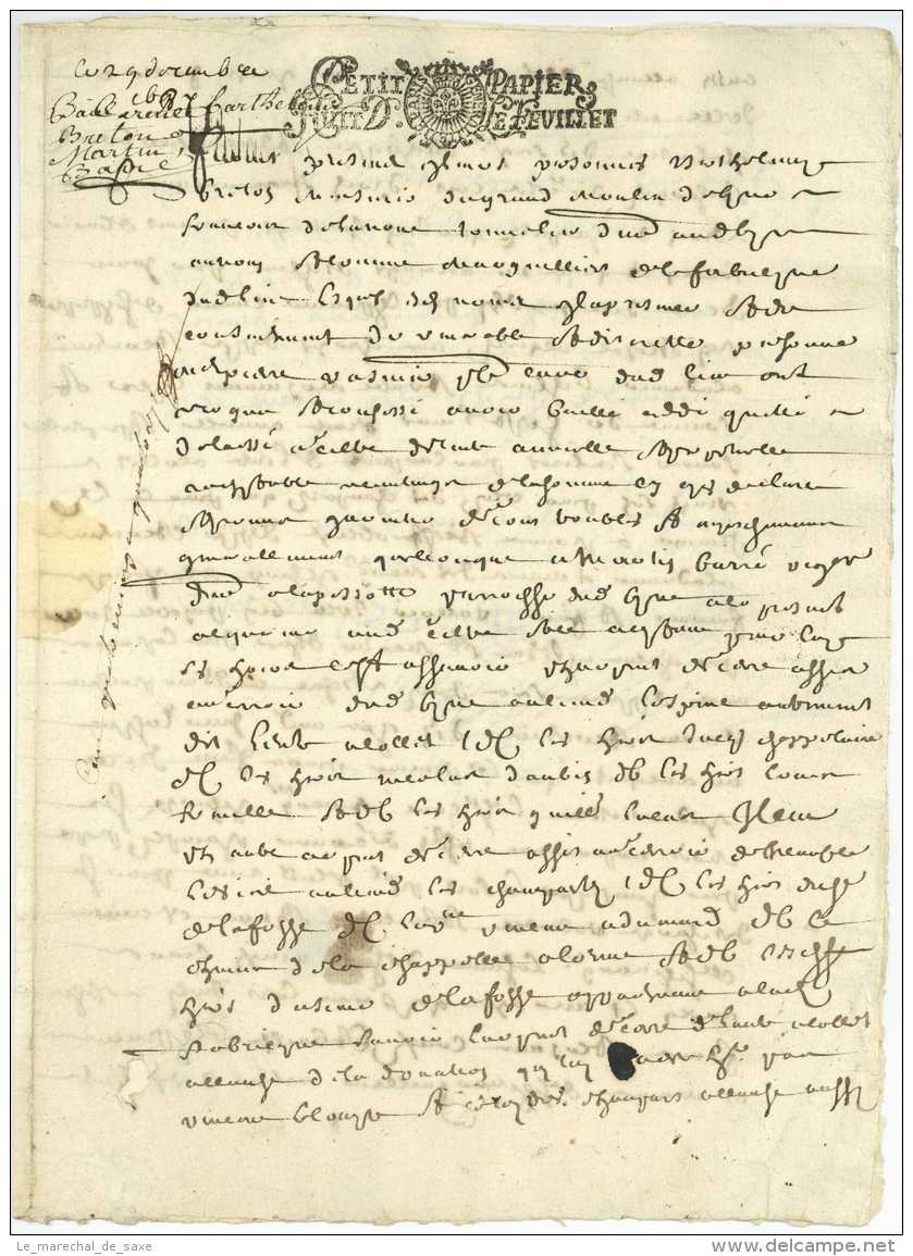 GENERALITE DE PARIS -29 Décembre 1687, 3 Pp. Cachets Fiscaux. - Manuscripts