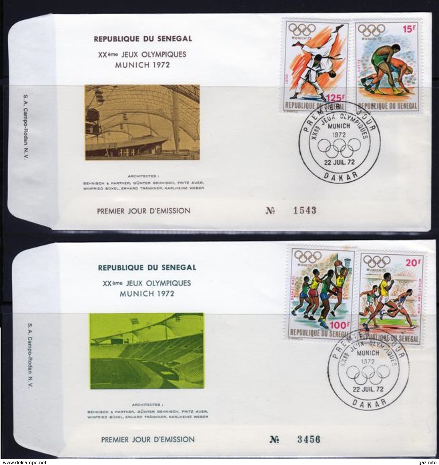 Senegal 1972, Olympic Games In Munich, Judo, Basketball, Running, 4val In 2FDC - Judo