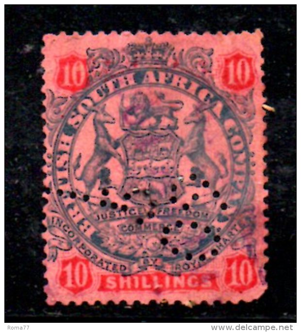 T121 - BRITISH SOUTH AFRICA COMPANY 1896 , Gibbons N. 60  Usato . PERFIN - Unclassified